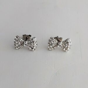 Sterling silver bow tie earrings